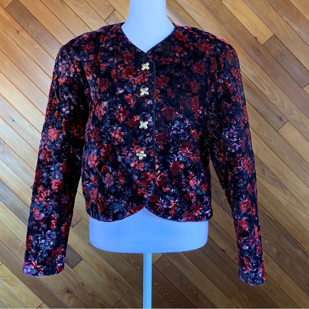 Vintage 80s Quilted Velvet Cropped Jacket